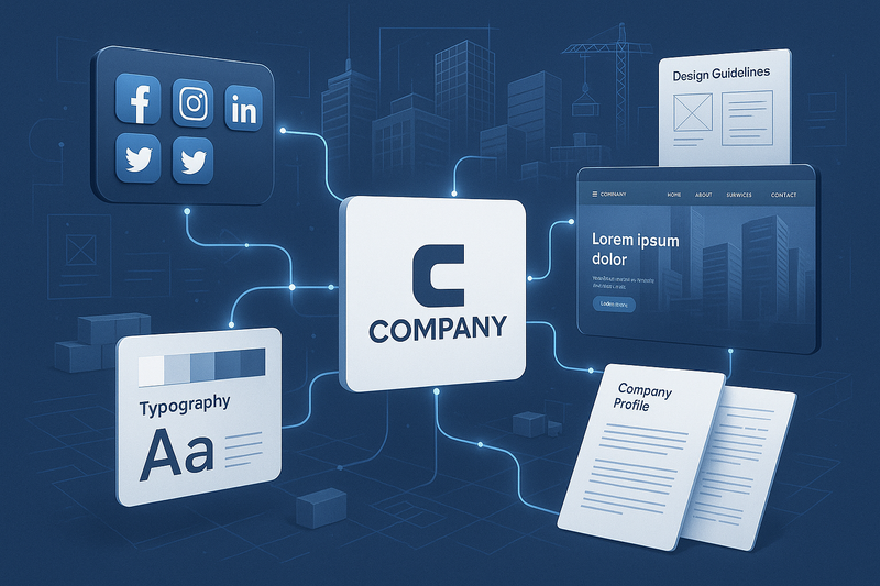Building Digital identity for a company of social media pages, website, and company profile 